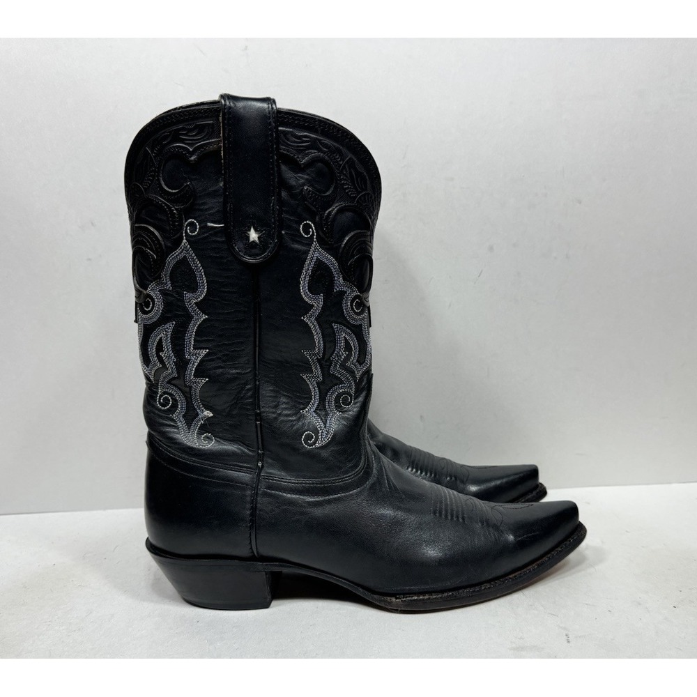 Tony Lama Women's Size 9.5 B Vaquero Black Leather Cowgirl Western Boots Vf6000